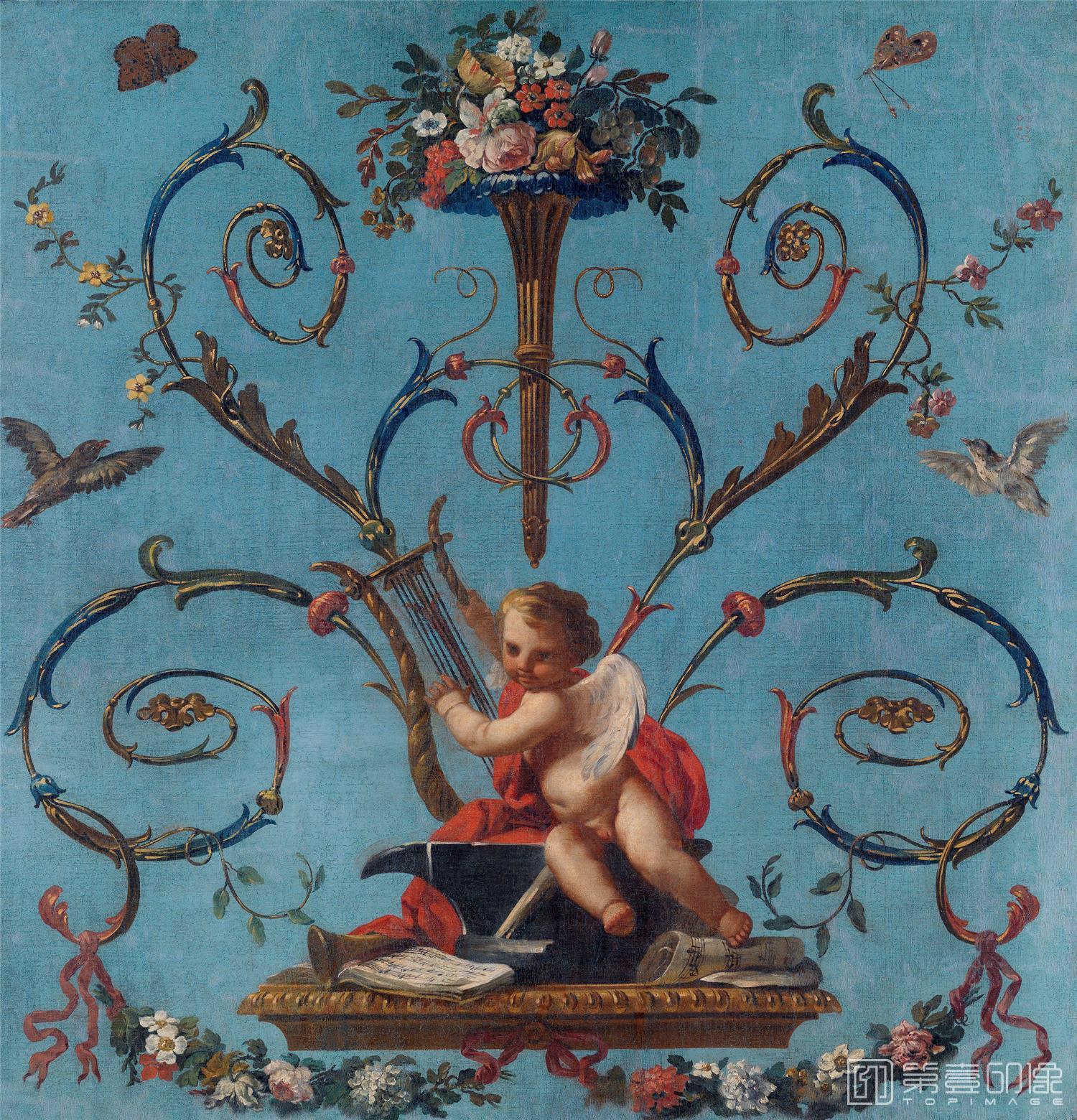 油画-西班牙普拉多美术馆油画藏画-Castillo, José del-Alegoría de la Música-117cm x 113cm-0533